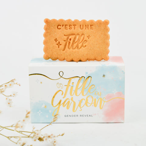Boîte de 6 biscuits Gender Reveal - C'est une Fille