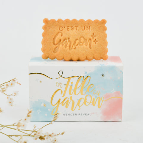 Boîte de 6 biscuits Gender Reveal - C'est un Garçon