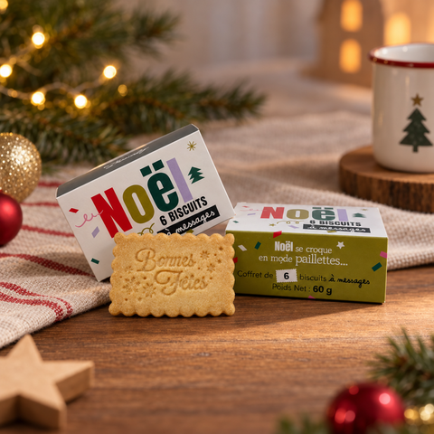 Coffret de 6 biscuits - Noël en mode pailettes