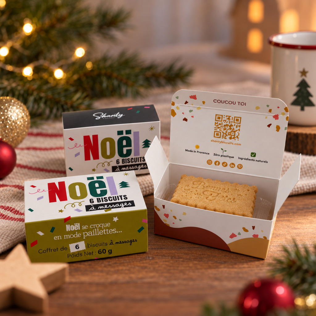 Coffret de 6 biscuits - Noël en mode pailettes