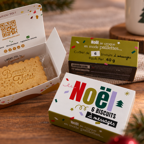 Coffret de 6 biscuits - Noël en mode pailettes