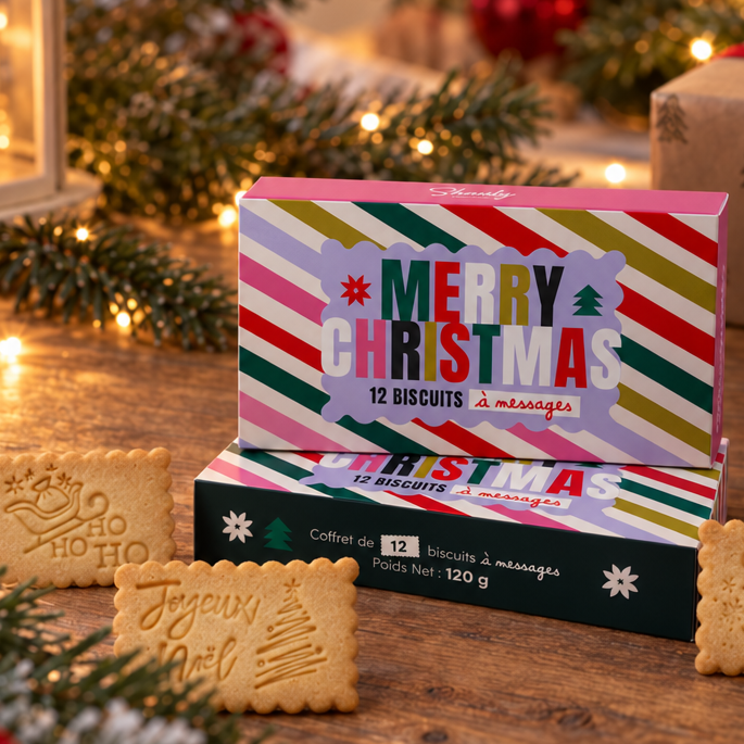 Coffret de 12 Biscuits - Merry Christmas