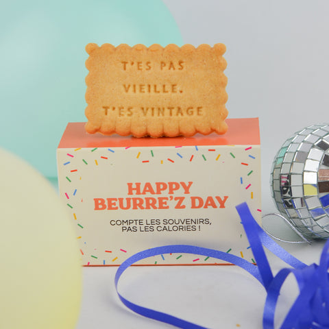 Boîte de 6 biscuits - Happy Beurre'z Day - T'es pas vieille t'es vintage