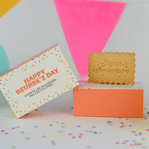Boîte de 6 biscuits - Happy Beurre'z Day - Joyeux anniversaire